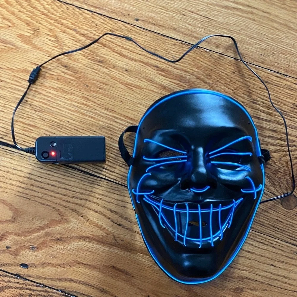 Black LED Mask with Blue Lights